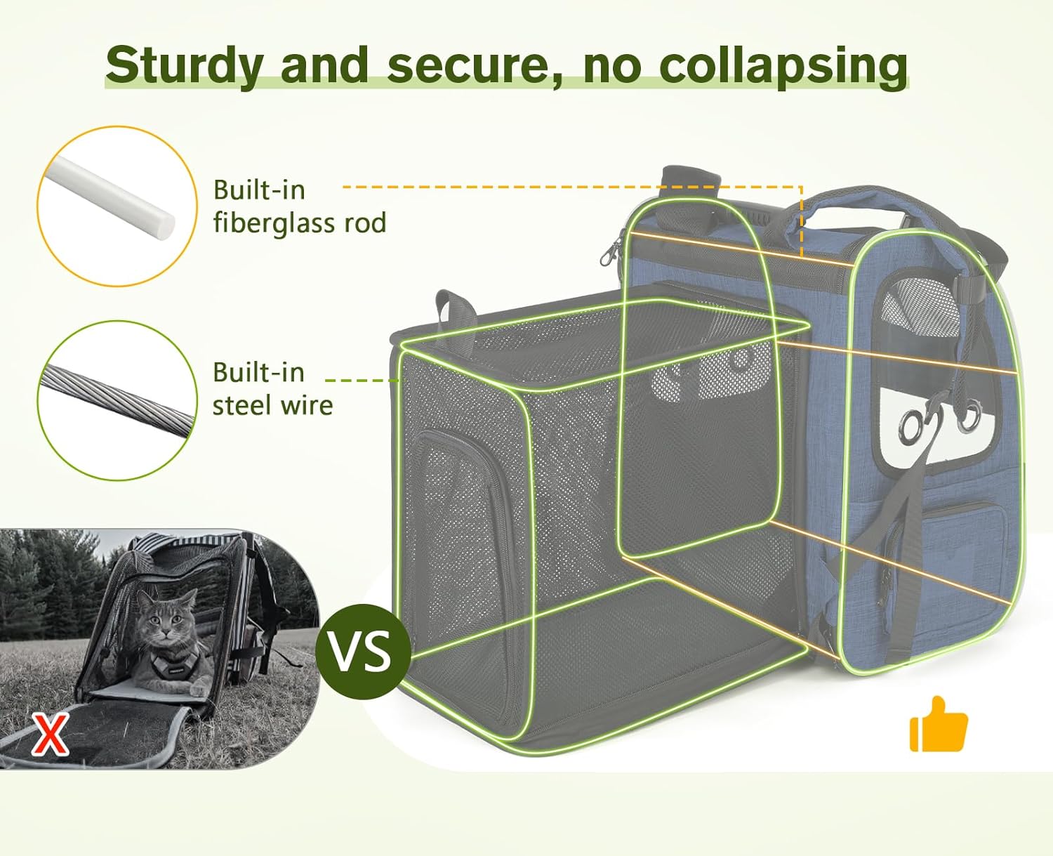 pecute Haustier Rucksack mit Netzfenster, Tragbare und Faltbare Katzentasche, Atmungsaktive und Leichte Hundetasche, Wasserdichtes Oxford-Tuch mit Viel Platz, Multifunktionales Rutschfestes Grau XL