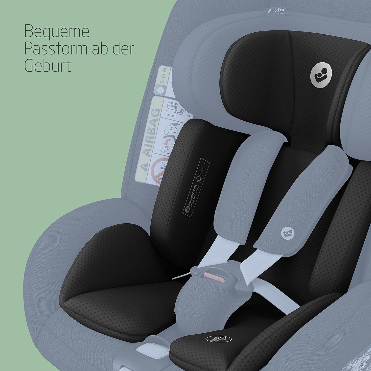 Maxi-Cosi Mica 360 S, Autositz 360 Grad drehbar, 3 Monate– 4 Jahre (61–105 cm), i-Size Baby Autositz, FlexiSpin Drehung, 5 Liegepositionen, G-CELL Schutz, Easy-in Gurthaken, Tonal Graphite