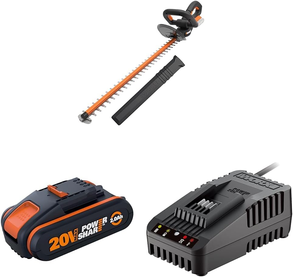 WORX WG263E.9 Nitro Tagliasiepi a batteria 20V, tagli uniformi con meno vibrazioni, potente motore brushless, lunghezza di taglio 54cm, passo dei denti 27mm, senza batteria e caricabatterie