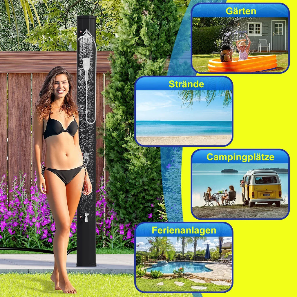 Sonnewelt 60L Doccia Solare Doccia da Giardino Incl. Copertura Protettiva e Doccetta