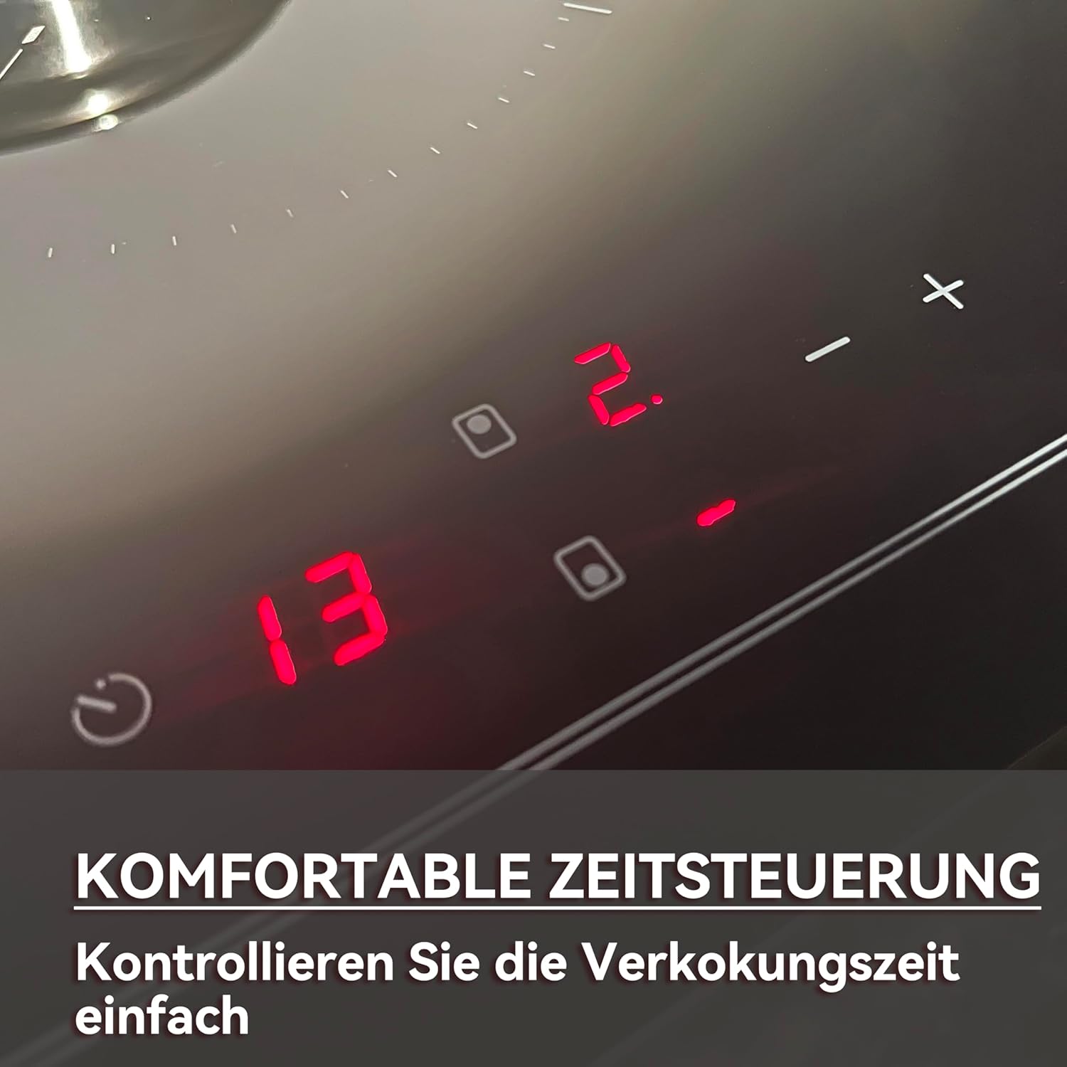Hermitlux Domino Glaskeramikkochfeld,Eingebaut 29 cm schwarz Glaskeramik elektrisches Kochfeld,9 Leistungsstufen,Sensor-Touch-Steuerung, Kindersicherung, 1-99 Minuten-Timer,Geeignet für Alle Tpfe