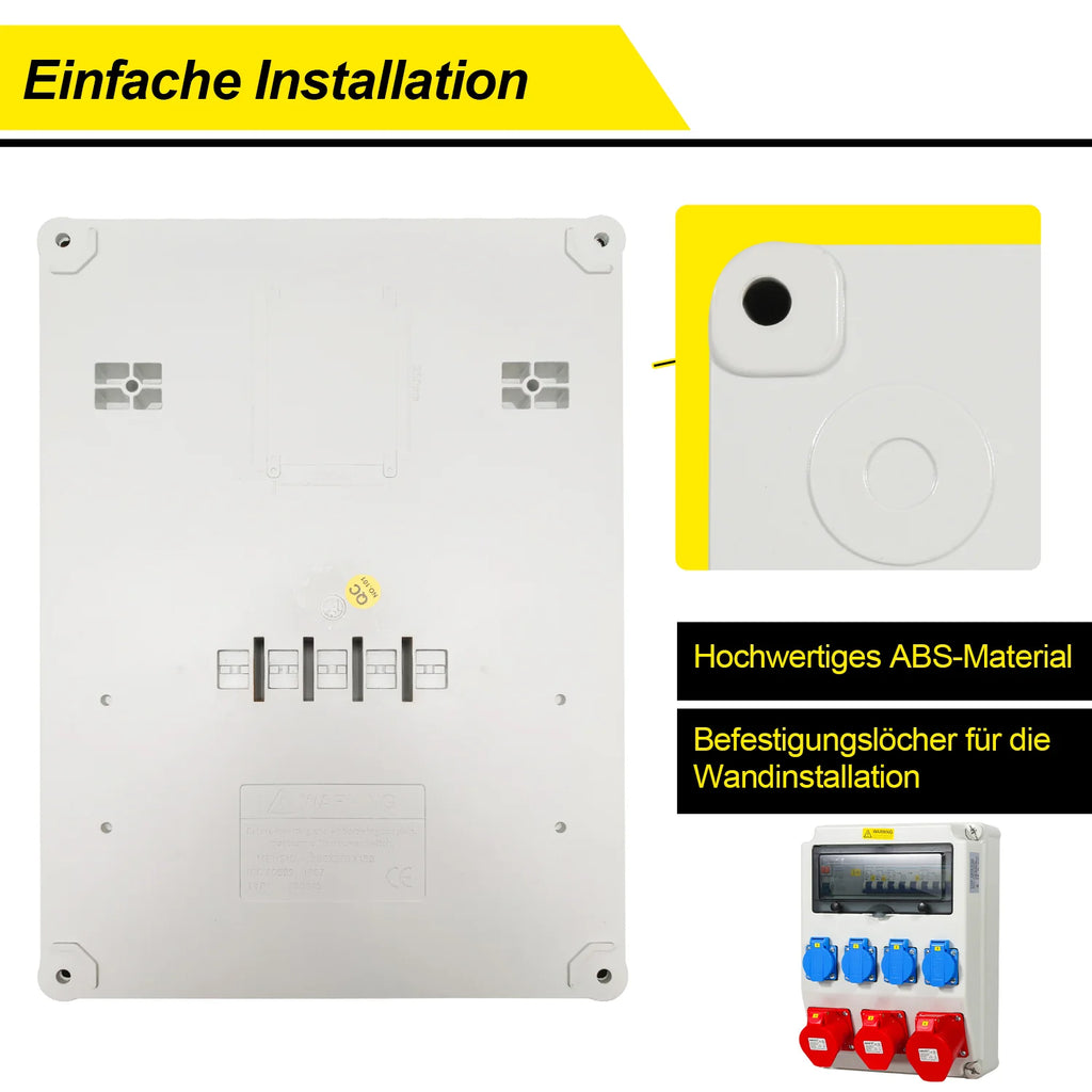 Sonnewelt Quadro di distribuzione a parete FI 4 prese Schuko e presa CEE 16/32A