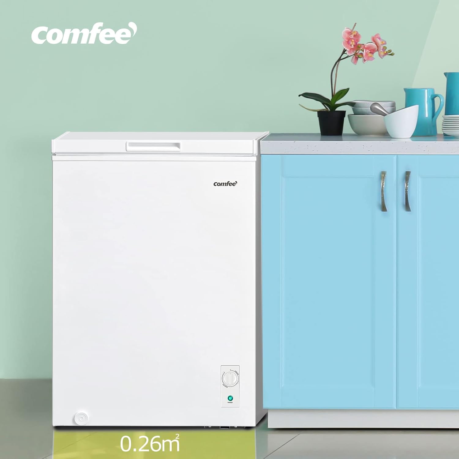 Comfee RCC100WH2(E) Congelatore a Pozzo/169 kWh/anno/85cm di altezza/99L/38dB/Bassa rumorosità/Tubo a D ad alta efficienza/Adatto a diversi scenari d'uso/Regolatore di temperatura regolabile/Bianco