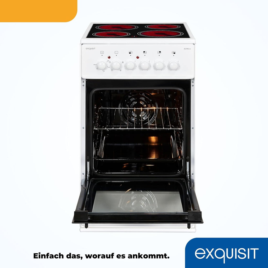 Cucina autonoma squisita, Cucina autonoma larghezza 50 cm, Piano cottura a piastre, Facile da usare, Vano cottura 48 l, Cucina elettrica 50 cm, EH9-3-090 bianca