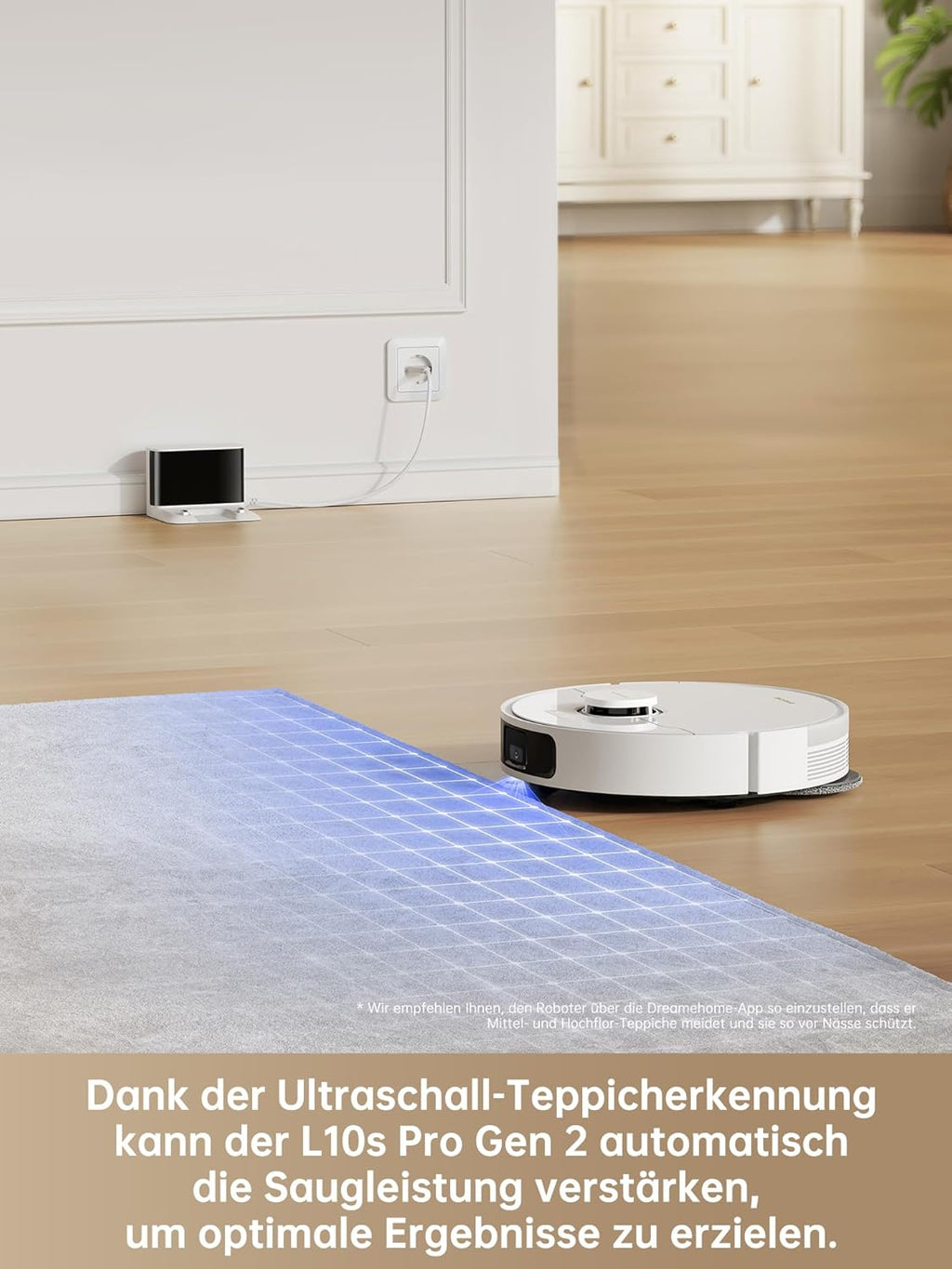 dreame L10 Prime Saugroboter und Wischroboter mit Automatischer Waschstation von Wischpads, 7mm Mopanhebung, LDS Navigation, 4000Pa Saugleistung, 3D Mapping, WiFi/APP
