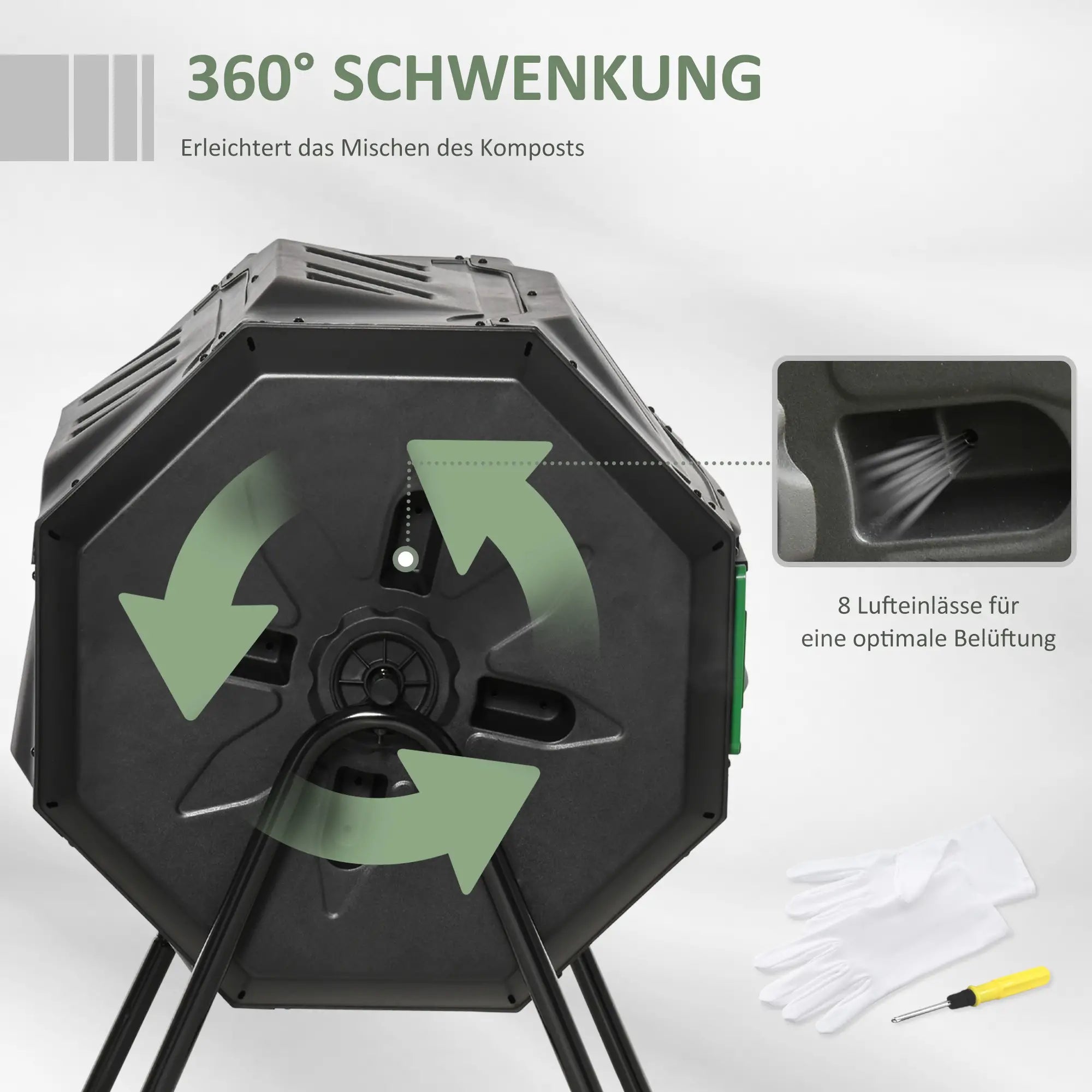Compostiera rotante a 2 scomparti da 360° Outsunny
