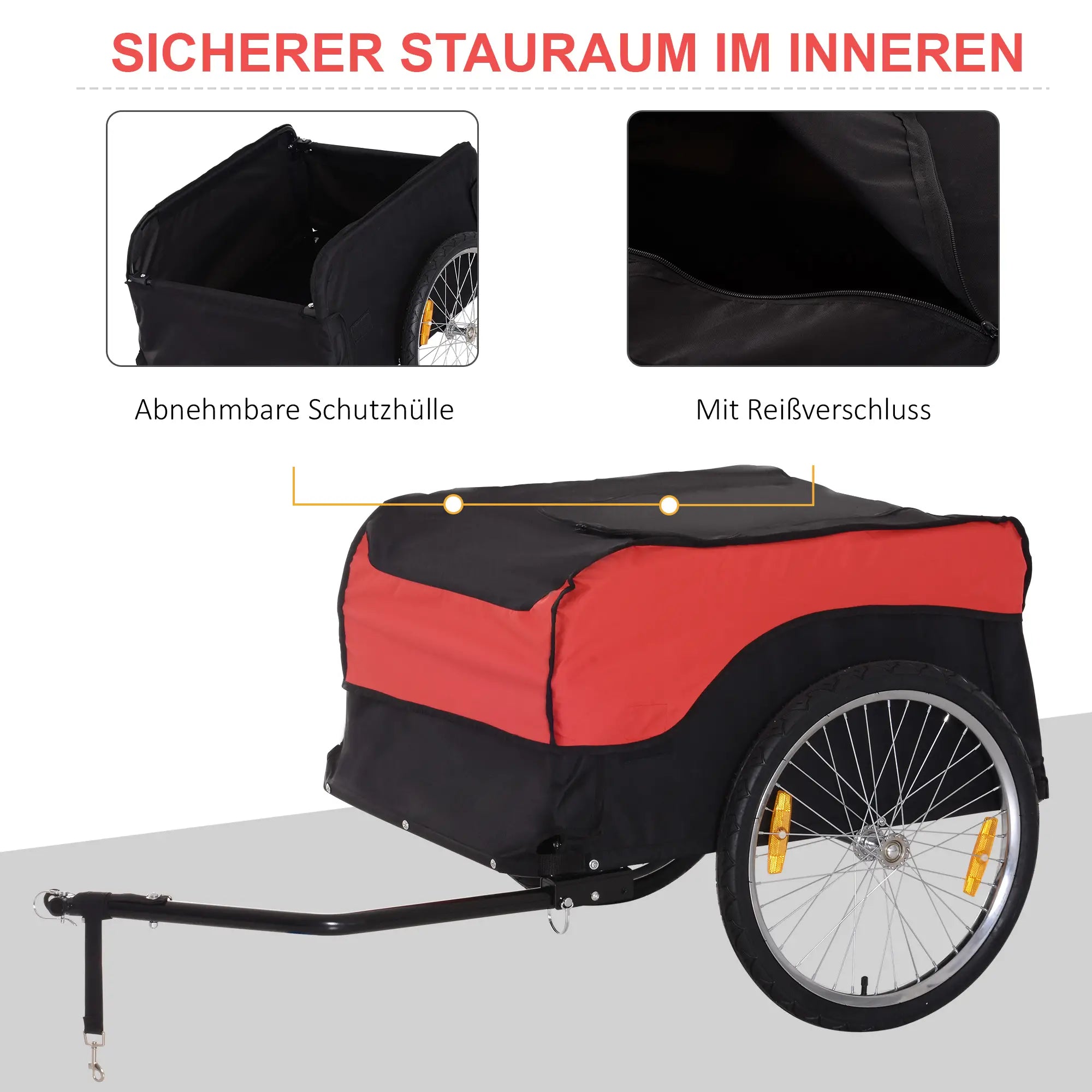 HOMCOM Rimorchio per bici, rimorchio per carico pieghevole con box di trasporto grande