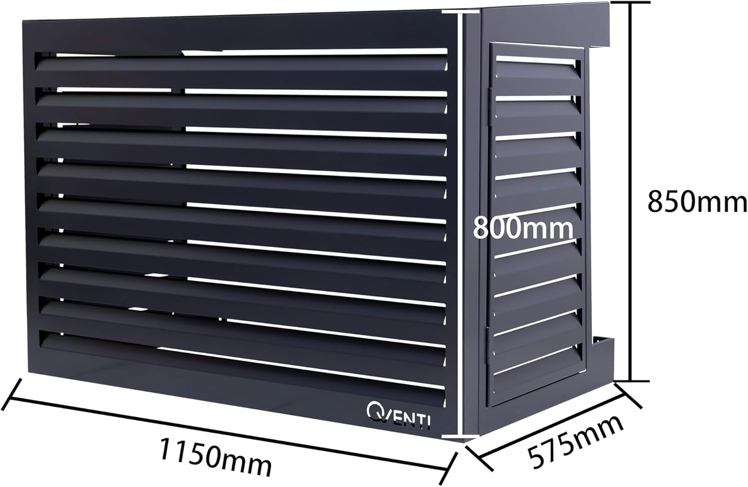 Copertura Qventi per condizionatore - Antracite/Grigio - Alluminio - Griglia di protezione - Rivestimento - Facile montaggio - Taglia S - Dimensioni esterne (LxPxH): 100 x 50 x 75 cm