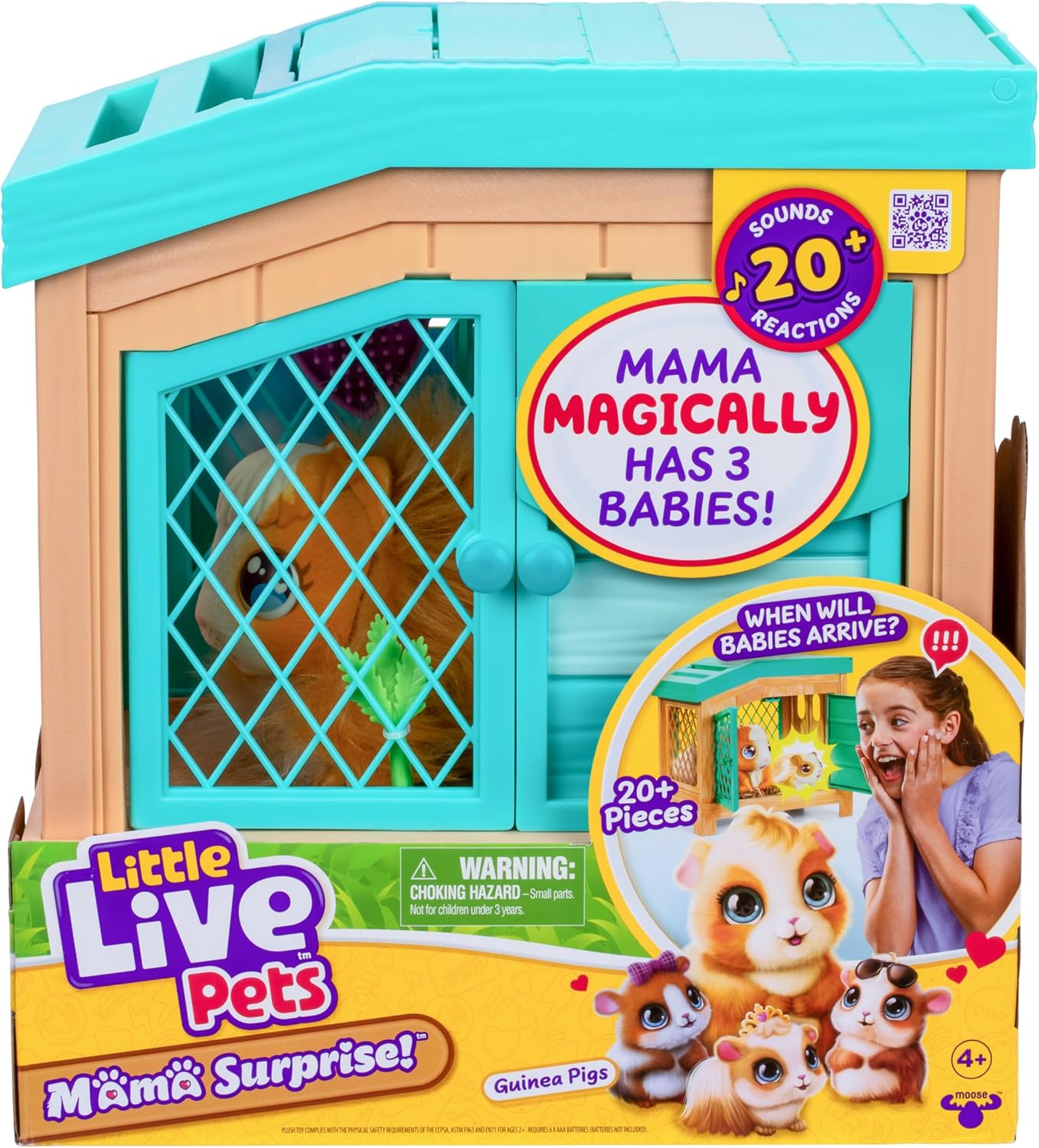 Little Live Pets – Mama Surprise | Interaktives Mama-Meerschweinchen mit Stall und 3 berraschungsbabys. ber 20 Gerusche und Reaktionen, Spielmuster wiederholbar, 5 jahre / 60 monate