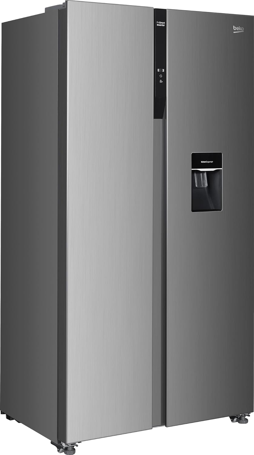 Beko GNO5322WDXPN Side-by-Side, frigorifero, congelatore, volume totale 532 l, vano frigorifero 347 litri, vano congelatore 185 litri, display multifunzione, NoFrost, dispenser acqua, acciaio inossidabile