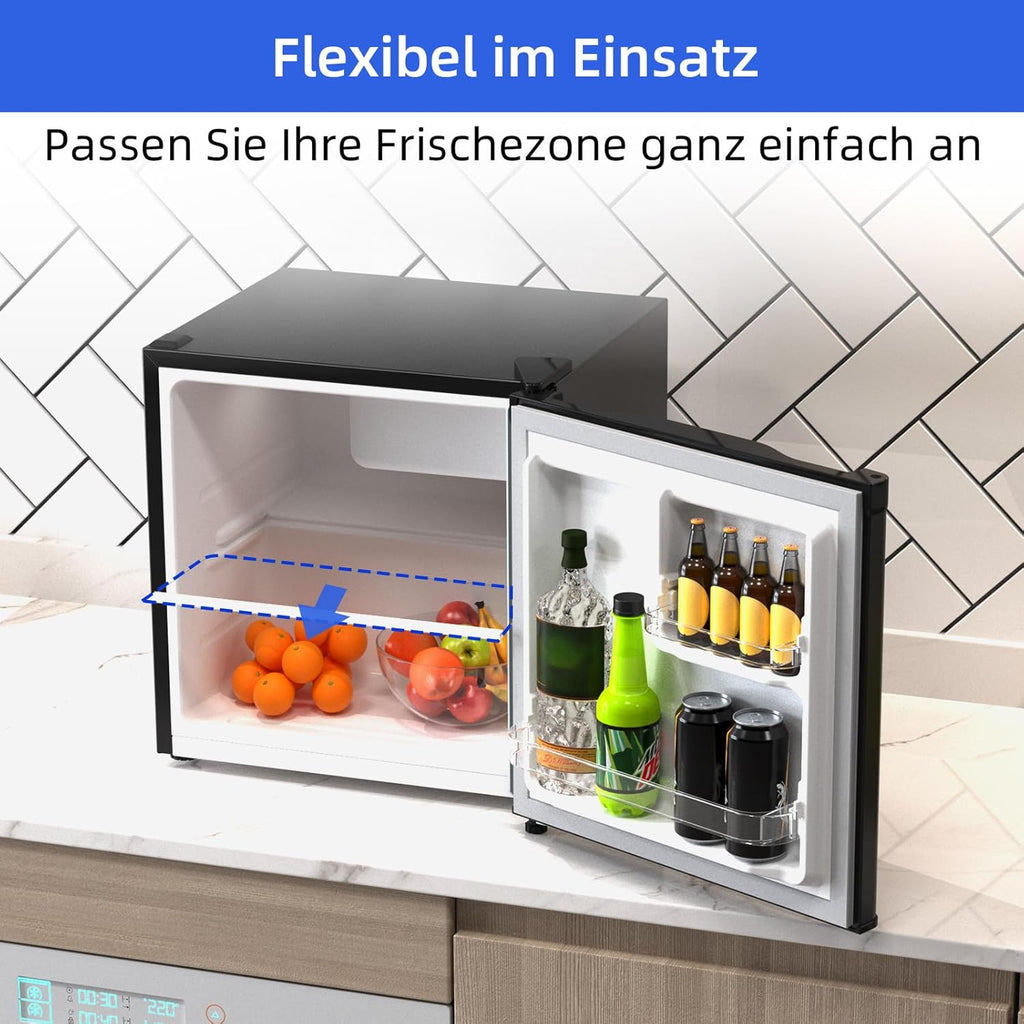 CHIQ Mini Bar Fridge 46 L, Mini Fridge, 49.6 x 47.4 x 44.7 cm (H x W x D), E Energy Consumption 80 kWh per Year, Very Quiet 39 dB