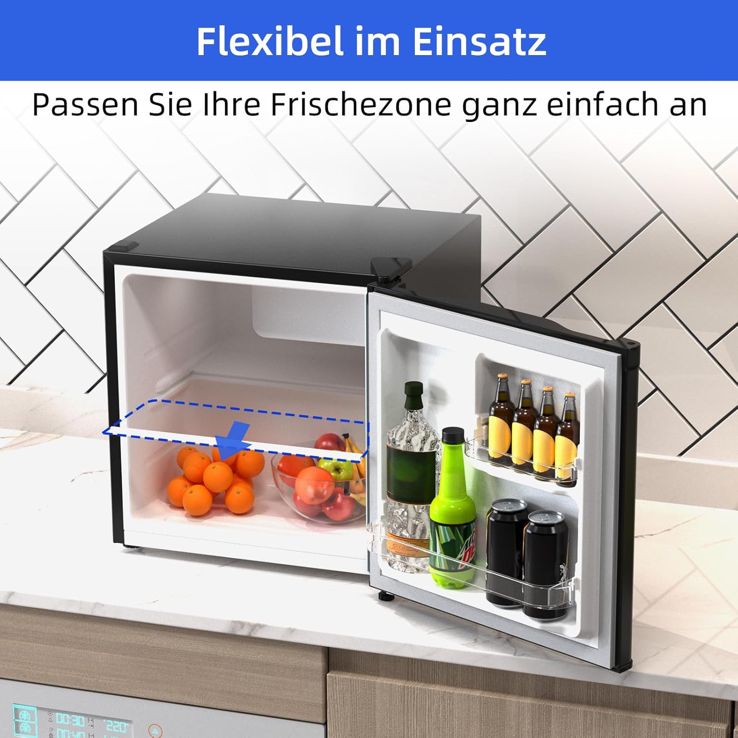 CHIQ Mini Bar Fridge 46 L, Mini Fridge, 49.6 x 47.4 x 44.7 cm (H x W x D), E Energy Consumption 80 kWh per Year, Very Quiet 39 dB