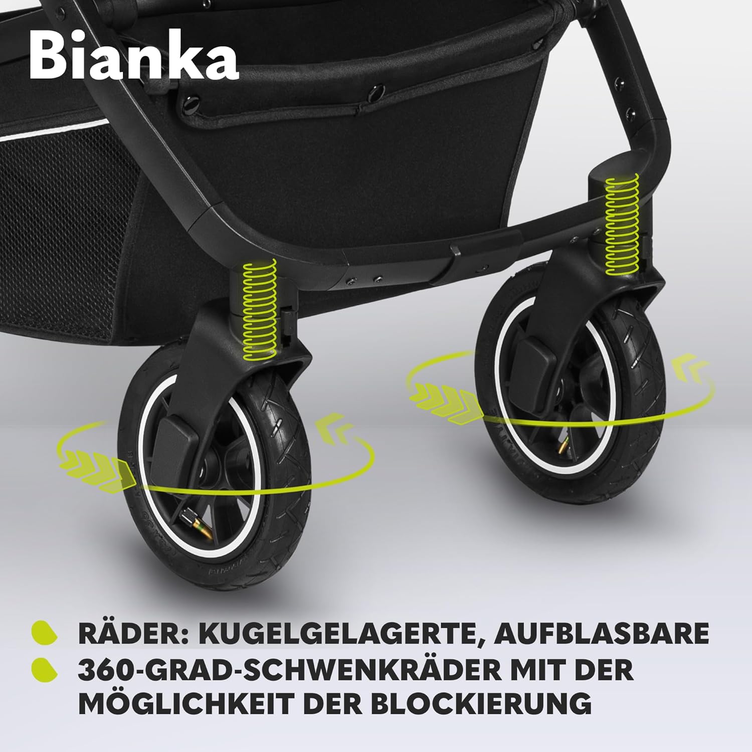 LIONELO BIANKA Kinderwagen 3 in 1 bis 22 kg Babywanne Autositz Zusammenlegbar, Reise-System, Einstellung der Rückenlehne, Räder 360o Stoßdämpfer, Verdeck XXL
