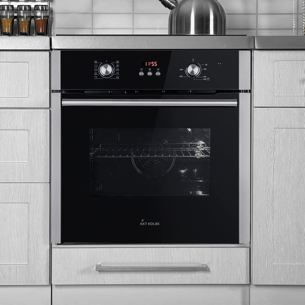 KKT KOLBE Autarkes Herdset | 60cm Einbaubackofen BO8805SS | 59cm Induktionskochfeld IH85900RL | Grill | Heißluft | Automatik-Timer | 2-fach Wärmeschutzverglasung | Kindersicherung | SET8805IH859RL