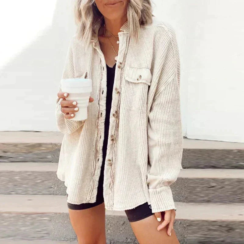 Zoe - Strickjacke mit Rippenbesatz und Knpfen