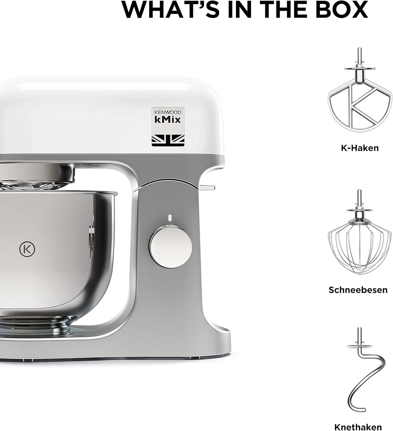 Kenwood kMix KMX750RD Robot da cucina, Ciotola in acciaio inox da 5 litri, Sistema di sicurezza Safe-Use, Corpo in metallo, 1000 Watt, Inclusi set di 3 accessori da pasticceria e paraspruzzi, Rosso