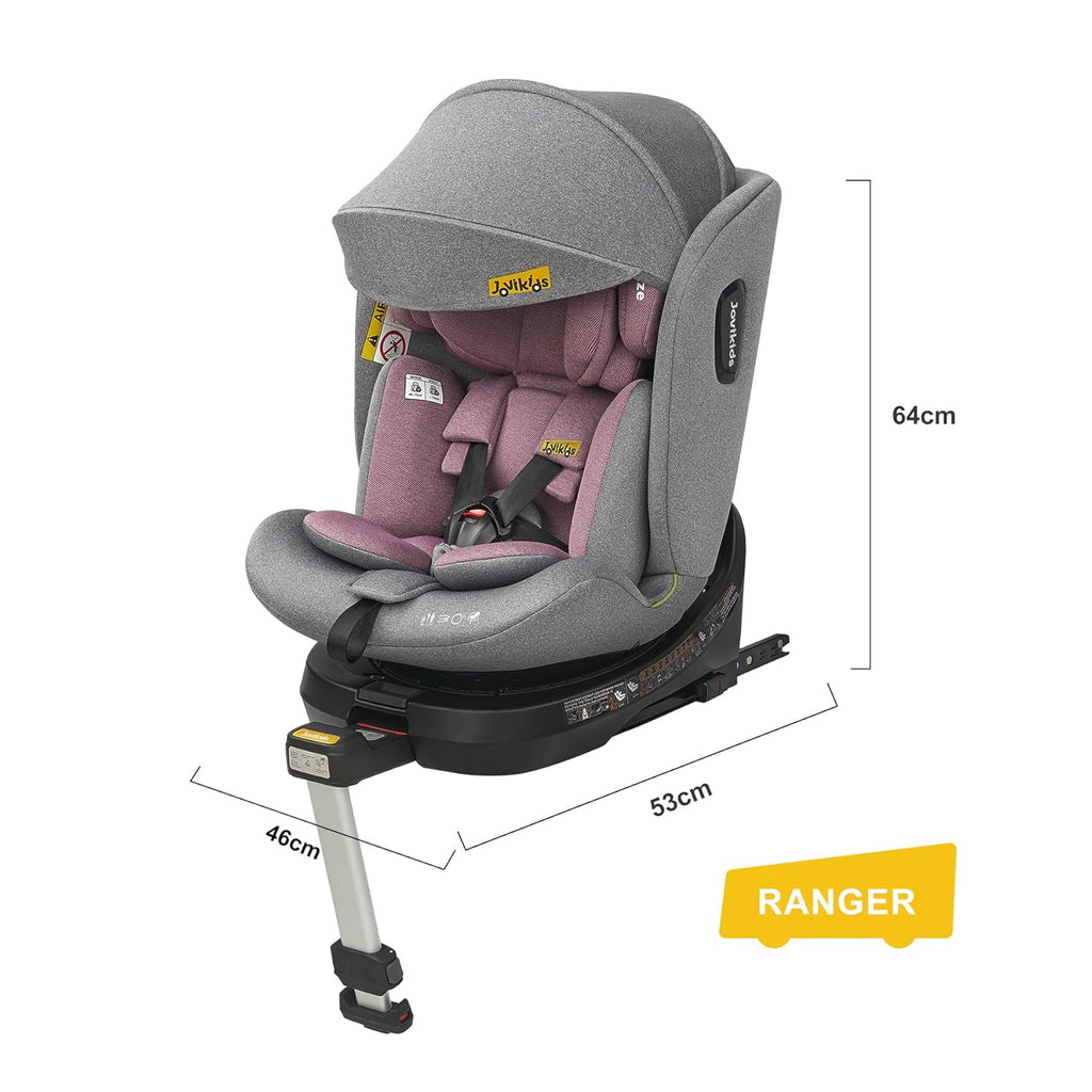 Jovikids 360° Drehbar Kindersitz mit ISOFIX, i-Size 40-150cm(ab Geburt -12 Jahre) Baby Autositz Reboarder mit Liegefunktion & Abnehmbar Vordach, ECE R129 (blau)