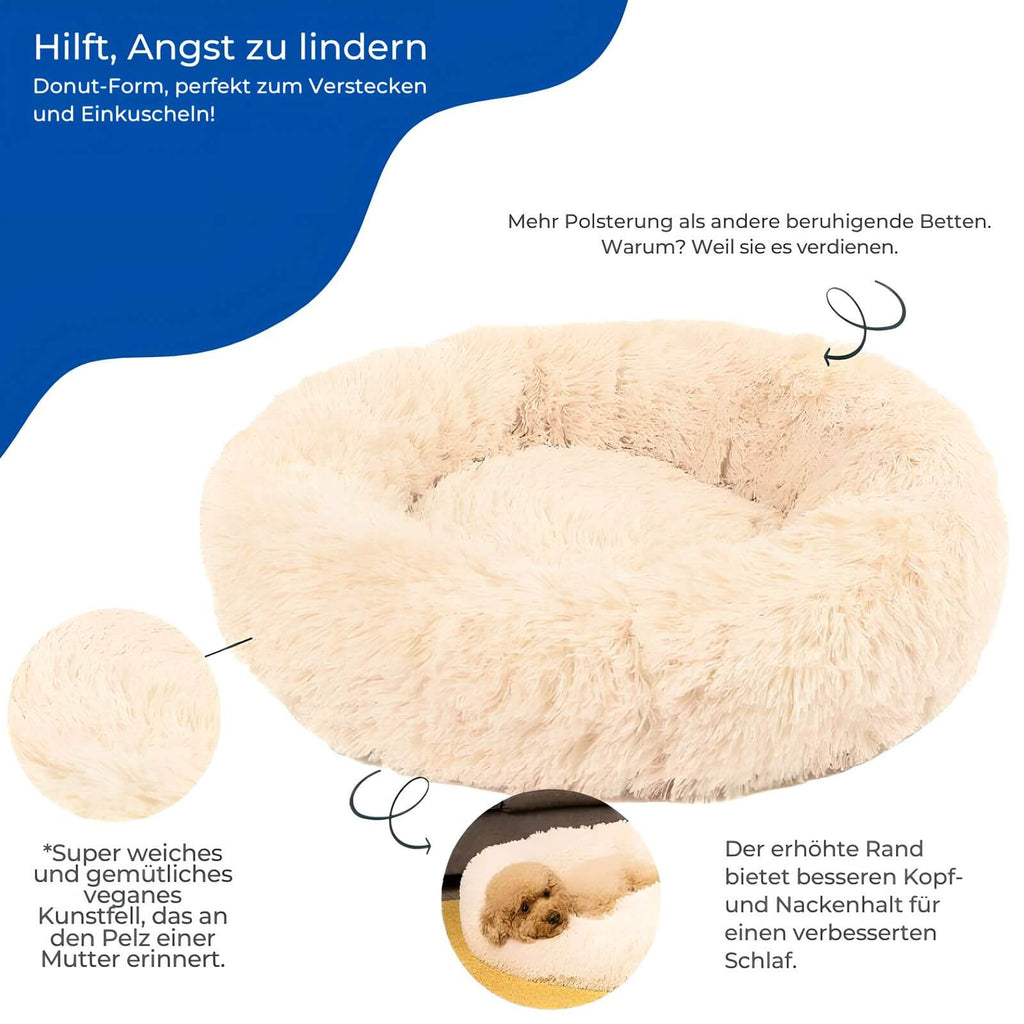 Komfortables, rundes Kuschelbett – Weiches Beruhigungsbett für Hunde