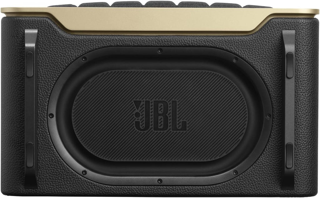 JBL Authentics 200 Smart Home Altoparlante – Cassa Bluetooth dal design retrò anni '70 – Con griglia Quadrex, Google Assistant, Alexa, AirPlay e JBL One App – Nero