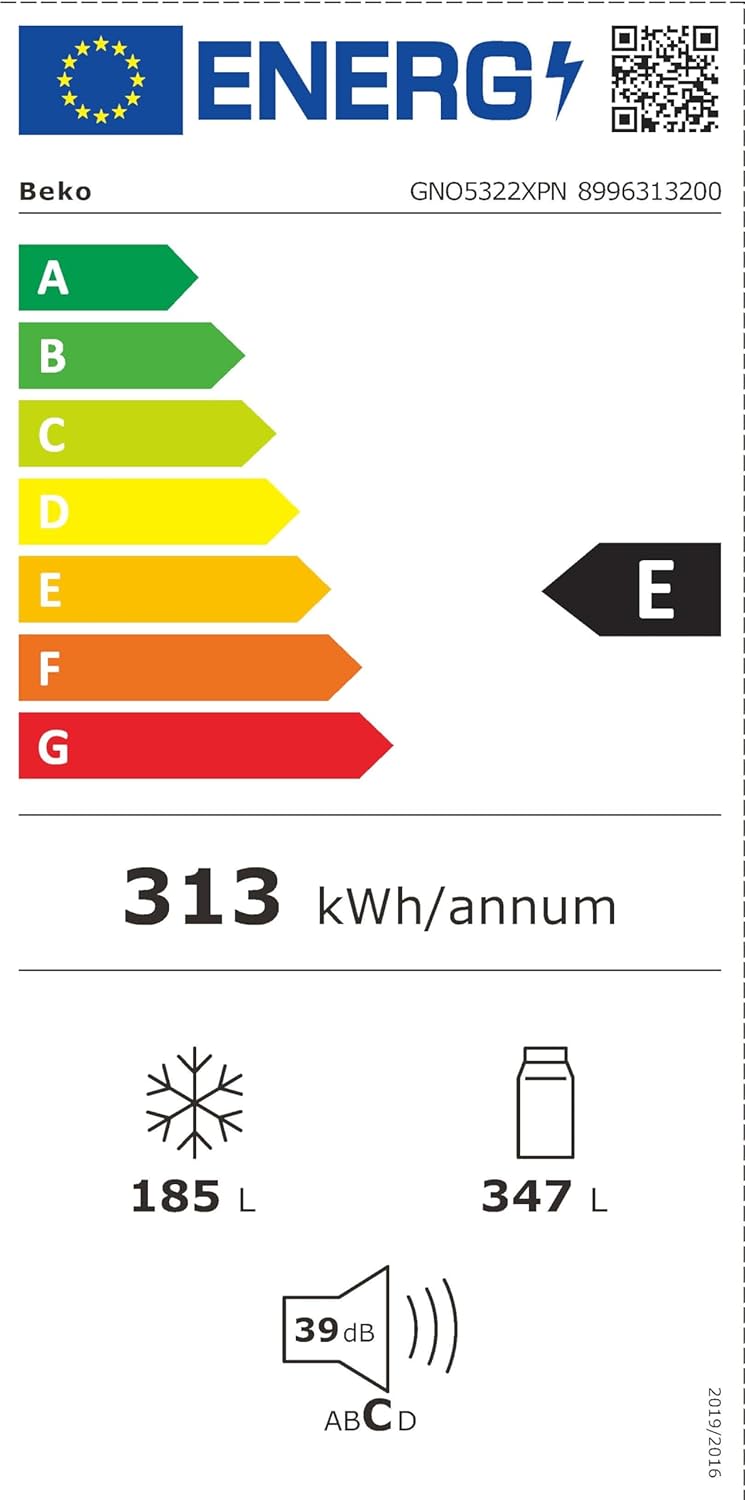 Beko GNO5322WDXPN Side-by-Side, frigorifero, congelatore, volume totale 532 l, vano frigorifero 347 litri, vano congelatore 185 litri, display multifunzione, NoFrost, dispenser acqua, acciaio inossidabile