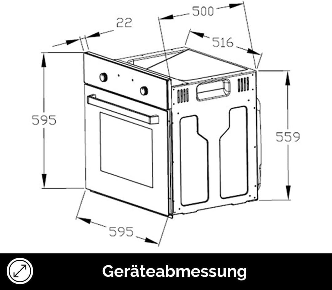 PKM Set Forno e Piano Cottura BIC3-IGKIX-2 | Pannello in acciaio inox | Piano cottura in vetroceramica 60cm | 3 Funzioni forno | Classe di efficienza energetica A