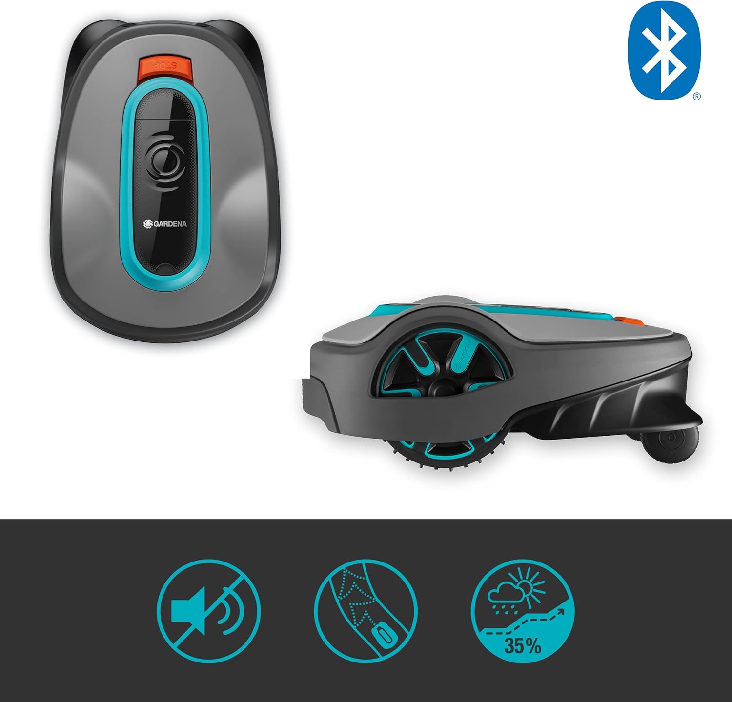 Gardena Rasaerba robotizzato SILENO minimo 500 m: tosaerba intelligente con connettività ottimale, programmabile con l'app Gardena Bluetooth, versione DE (15202-20)