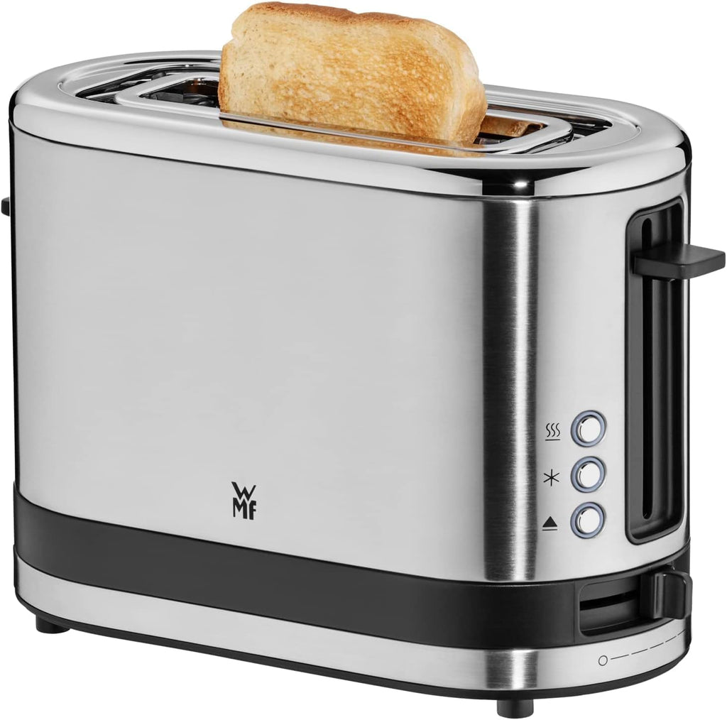 WMF Küchenminis 1-Scheiben Toaster Langschlitz XXl-Toast, Mini Toaster mit Brtchenaufsatz 7 Brunungsstufen berhitzungsschutz 600W Edelstahl matt