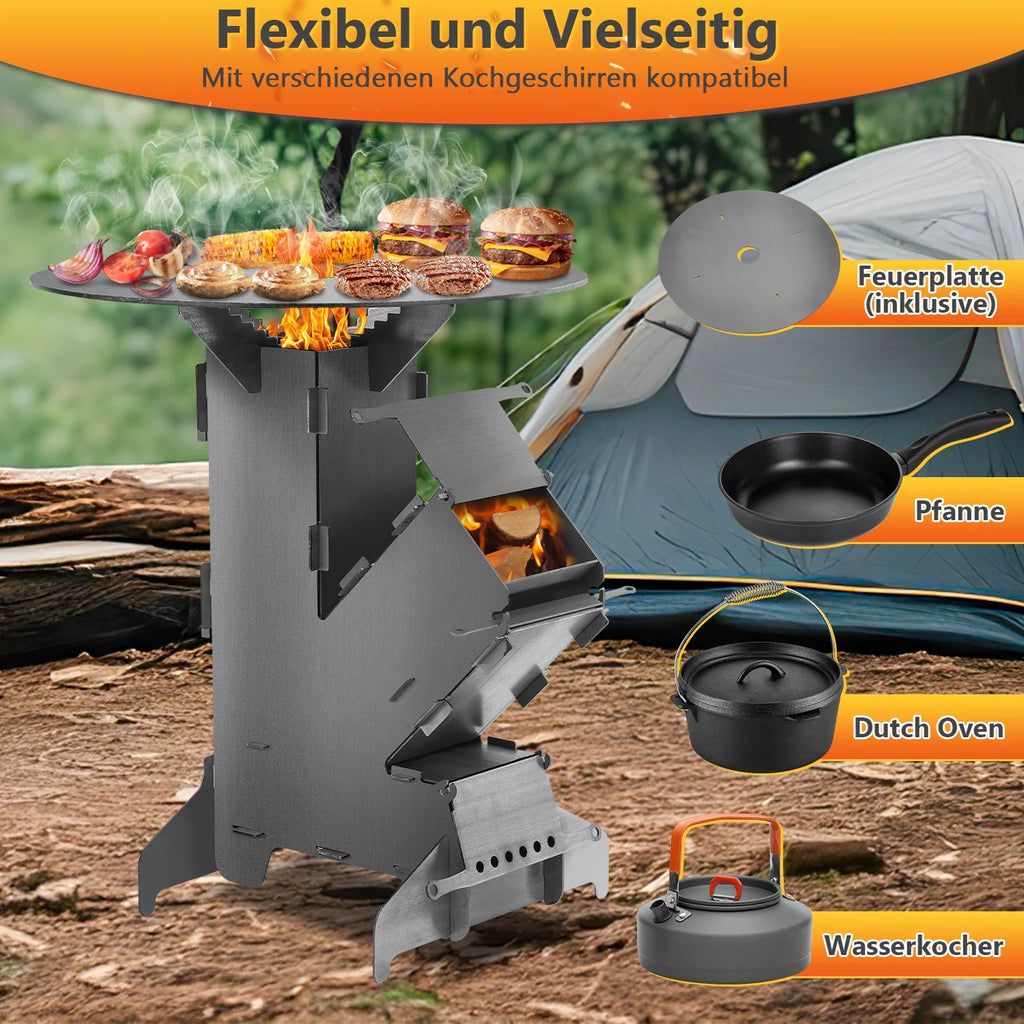 Sonnewelt Raketenofen  Fire Gusseisen Stove Grillplatte