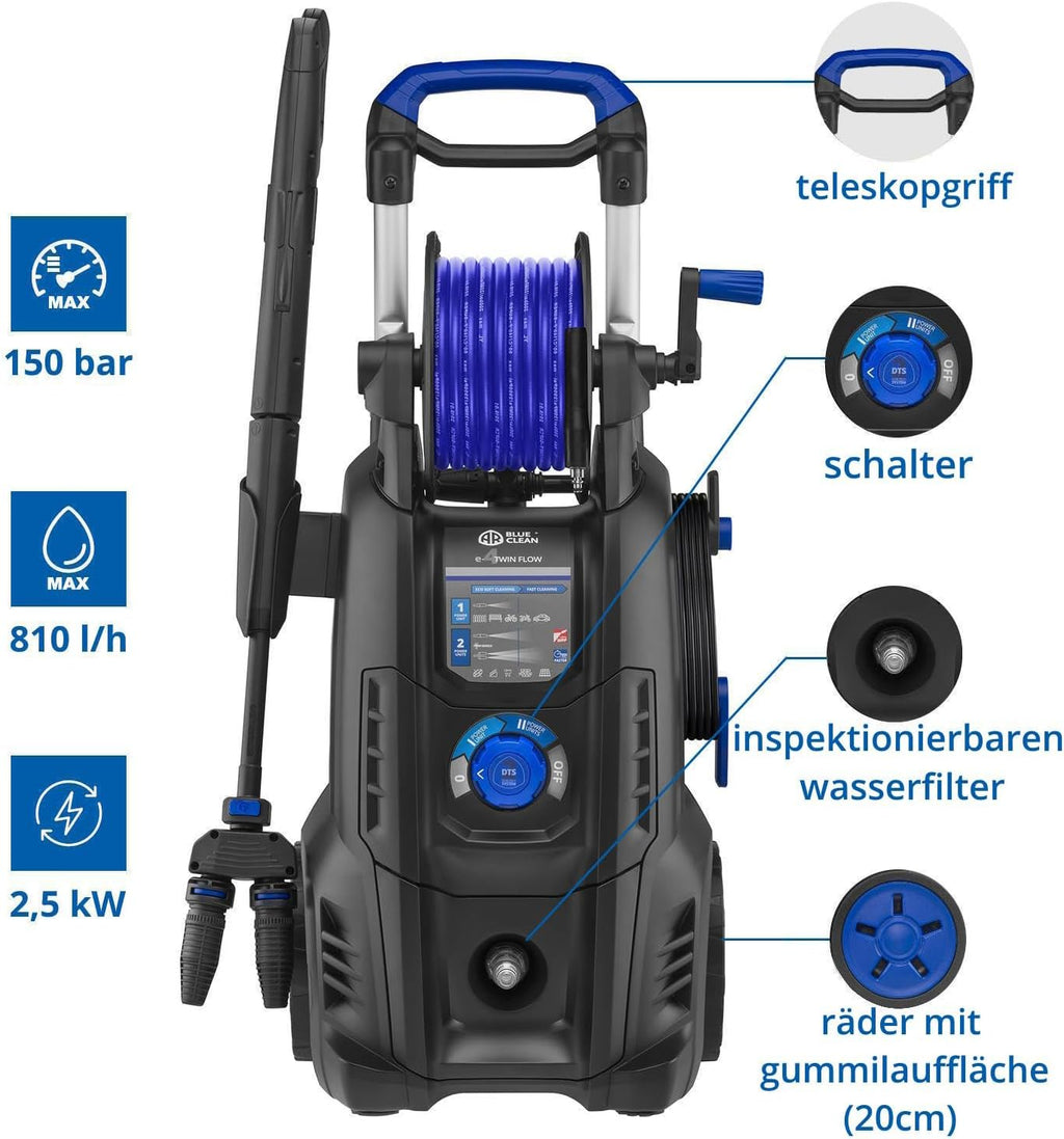 Idropulitrice AR Blue Clean e-4 TWINFLOW con sistema Dualtech (2500 W, 150 bar, 810 l/h)