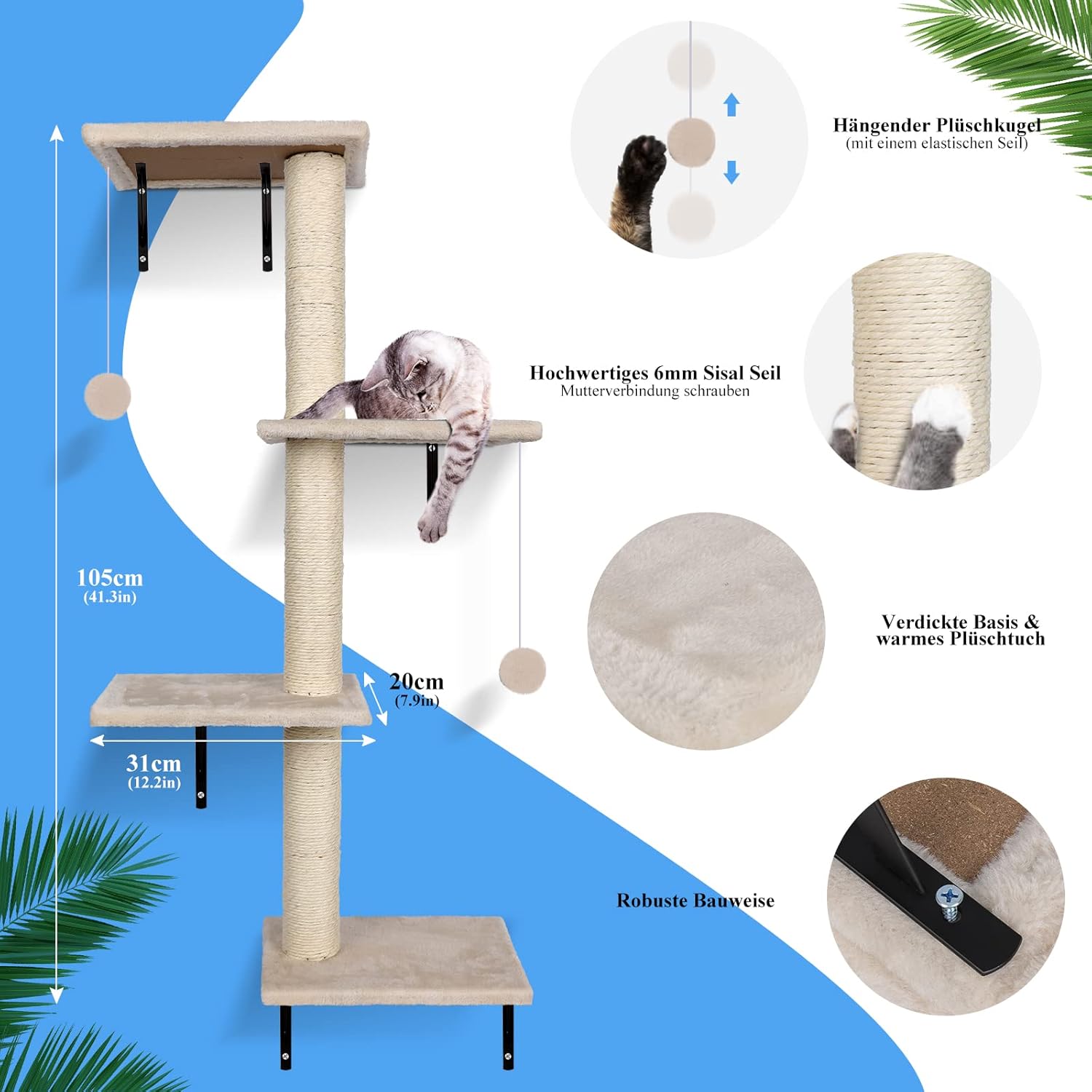 Die zvondema wand aus zehn tonbeinigen streegen, eine rollcat-brücke, eine kissenschlacht mit schwerem griff, ein spielegeländer, ein Trace ball und eine katzen-kletterwand bis zum kilogramm