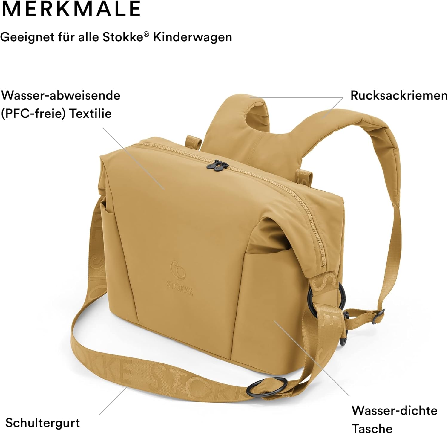 Stokke Xplory X Wickeltasche – Trageoption als Schultertasche oder Rucksack – Inklusive faltbarer Wickelunterlage & Beuteltasche – UPF 50+, wasserabweisend, leicht zu reinigen