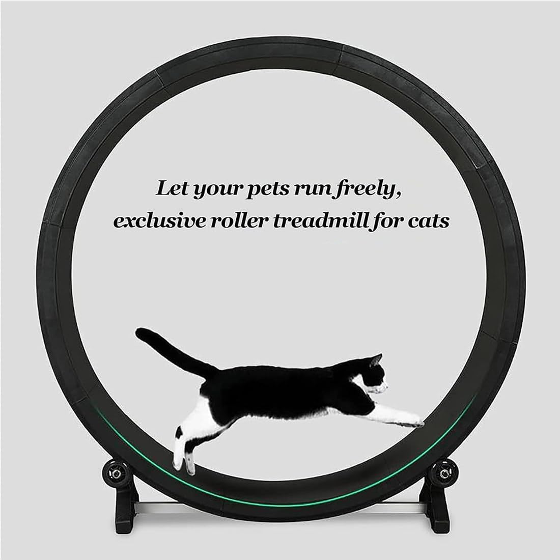 Katzen Laufrad aus Holz, Katzenlaufrad leise – Katzenlaufrad für Spiel und Fitness – Holz Laufrad für Katzen – Interaktives Katzenspielzeug – Laufrad Katze