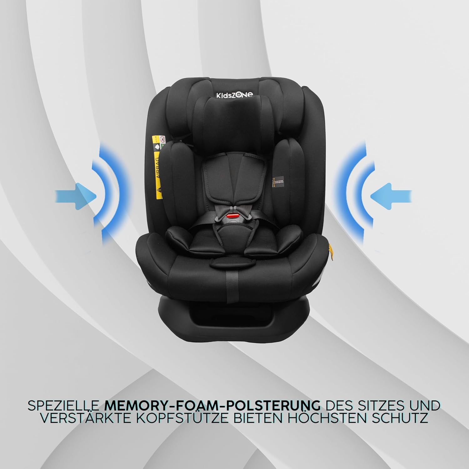 Kindersitz ohne Isofix 0-36 kg – Autositz i-Size 40-150 cm (Gruppe 0+ 1 2 3) – 5 Punkt Sicherheitsgurt, Verstellbare Kopfstütze