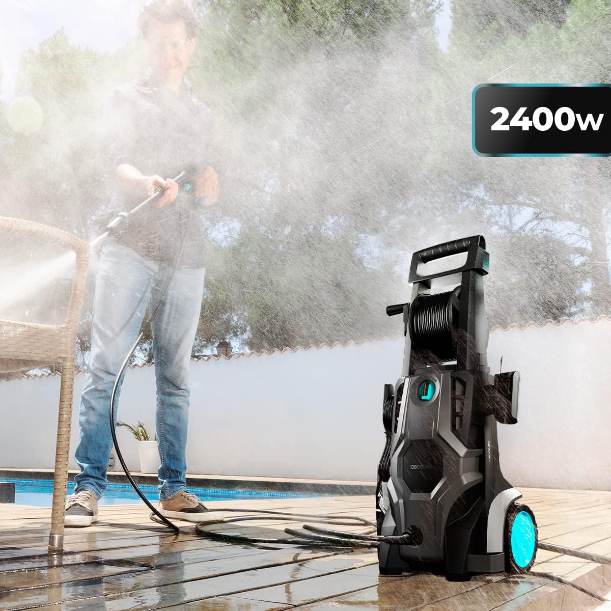 Idropulitrice Cecotec HydroBoost 2400 AdvanceClean, 2400 W, per casa, giardino o auto, portata 480 l/h, pressione 180 bar, pompa in alluminio, raggio d'azione 14 m, multicolore