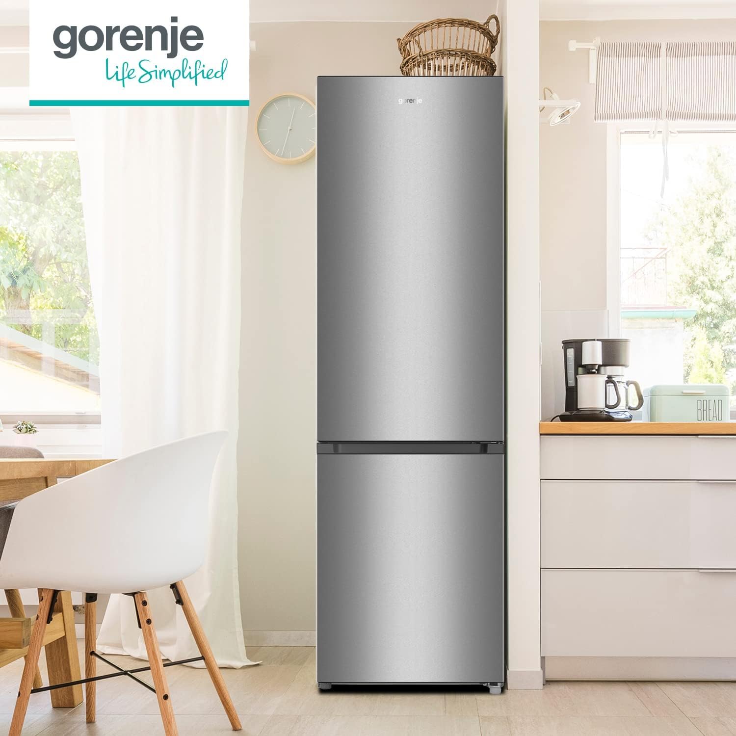 Gorenje RK 418 DPW4 Frigorifero-Congelatore, Classe Energetica D, Vano Verdura CrispZone, Cerniera Porta, Reversibile, Illuminazione Interna LED, Vano Frigorifero 198 Litri, Vano Congelatore 71 Litri, Bianco
