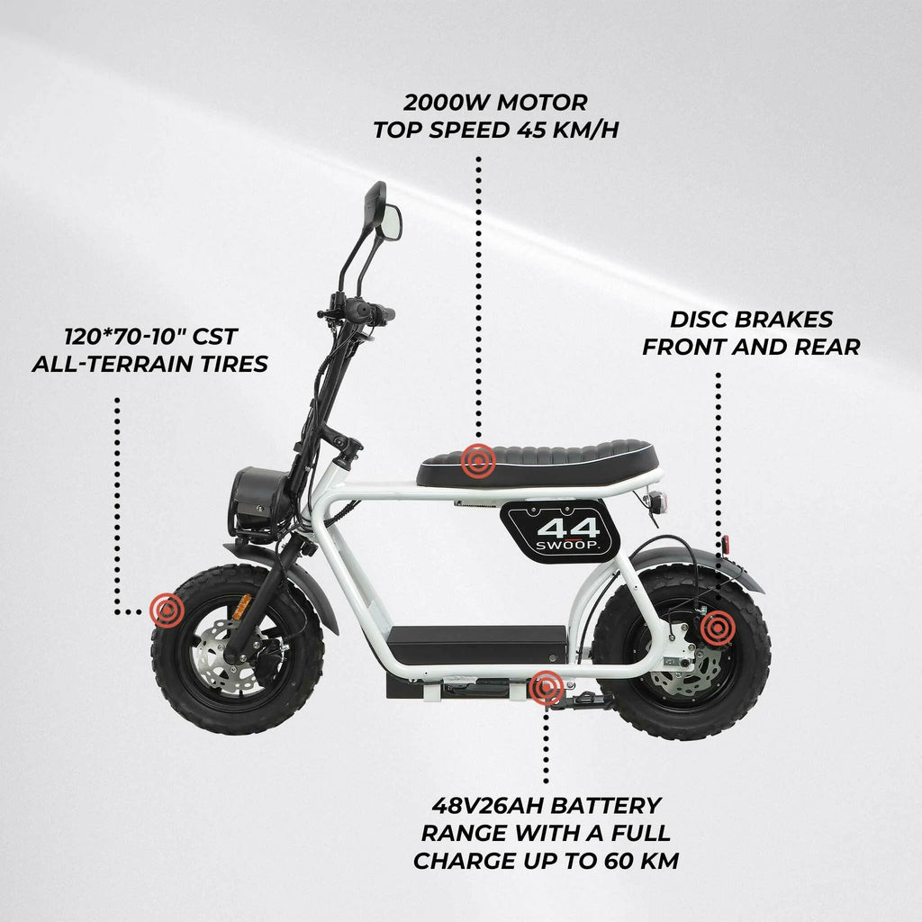 Swoop Elektro Moped Turbo 2000W Bianco