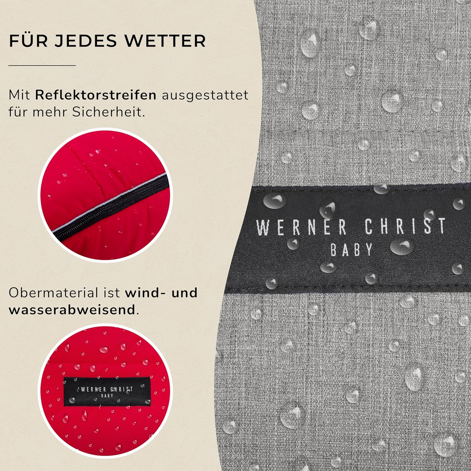 WERNER CHRIST BABY, Kinderwagen-Fußsack CORTINA – Thermo Winterfußsack (Kinder ab 6 - bis 36 Monate), mit herausnehmbarer Lammfelleinlage, medizinisches Fell, in Black (schwarz)