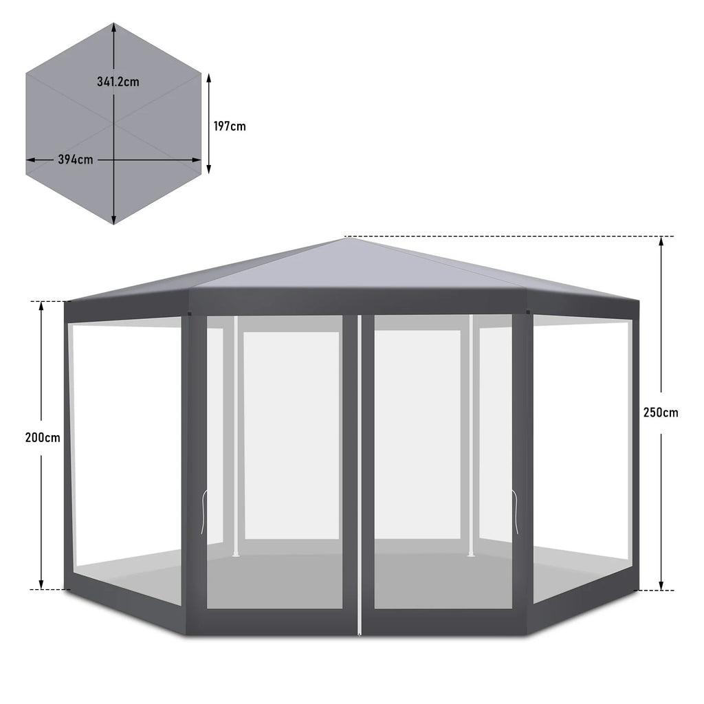 Sonnewelt Padiglione Gazebo da Giardino con Zanzariera Impermeabile Esagonale
