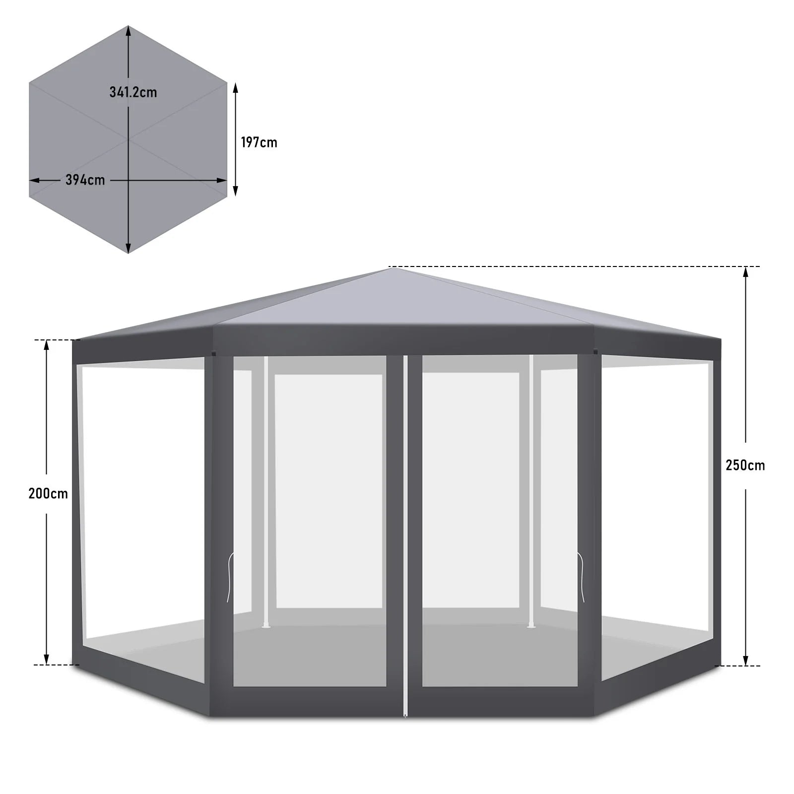 Sonnewelt Padiglione Gazebo da Giardino con Zanzariera Impermeabile Esagonale
