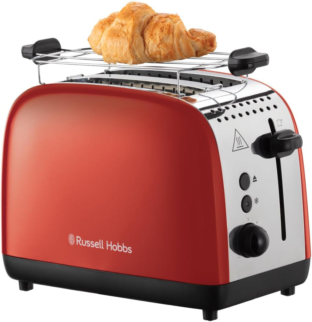 Russell Hobbs Set Colazione Colours+ Rosso: Macchina da caffè [Timer digitale, Doccetta per estrazione e aroma ottimali] 24031-56 + Bollitore [1,7l, 2400W] 20412-70 + Tostapane [per 2 fette] 26554-56