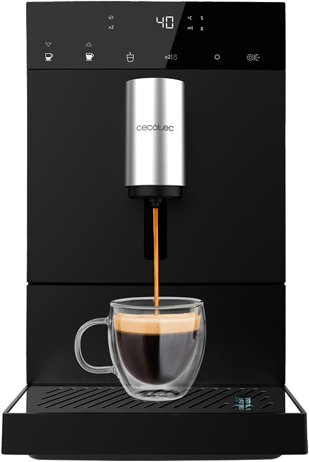 Macchina da caffè superautomatica compatta Cecotec Cumbia Cremmaet Compact, 1350 W, 19 bar e sistema Thermoblock, serbatoio acqua da 1,1 L e contenitore caffè da 150 g, Plug&Play, pulizia automatica