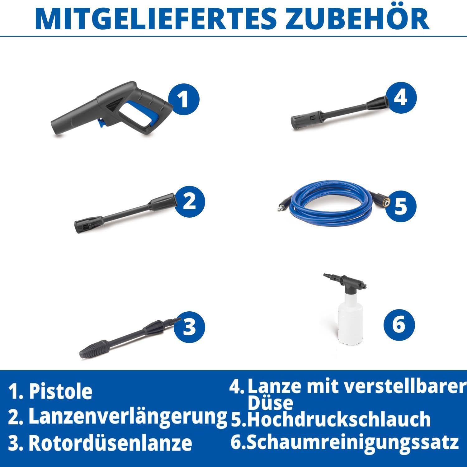 Idropulitrice AR Blue Clean e-1600P con Patio Cleaner e Spazzola Fissa (1600 W, 125 bar, 420 l/h)