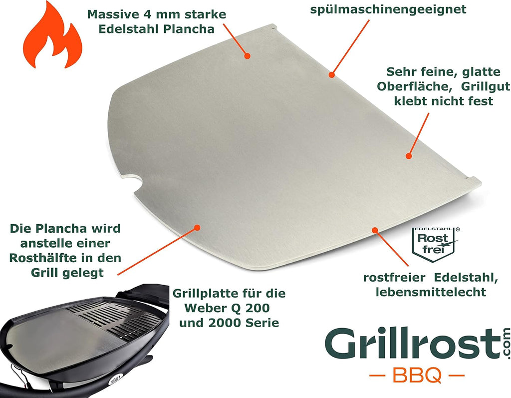 Griglie in acciaio inox per Weber Q300/3000 | lavabili in lavastoviglie - set da 2 pezzi