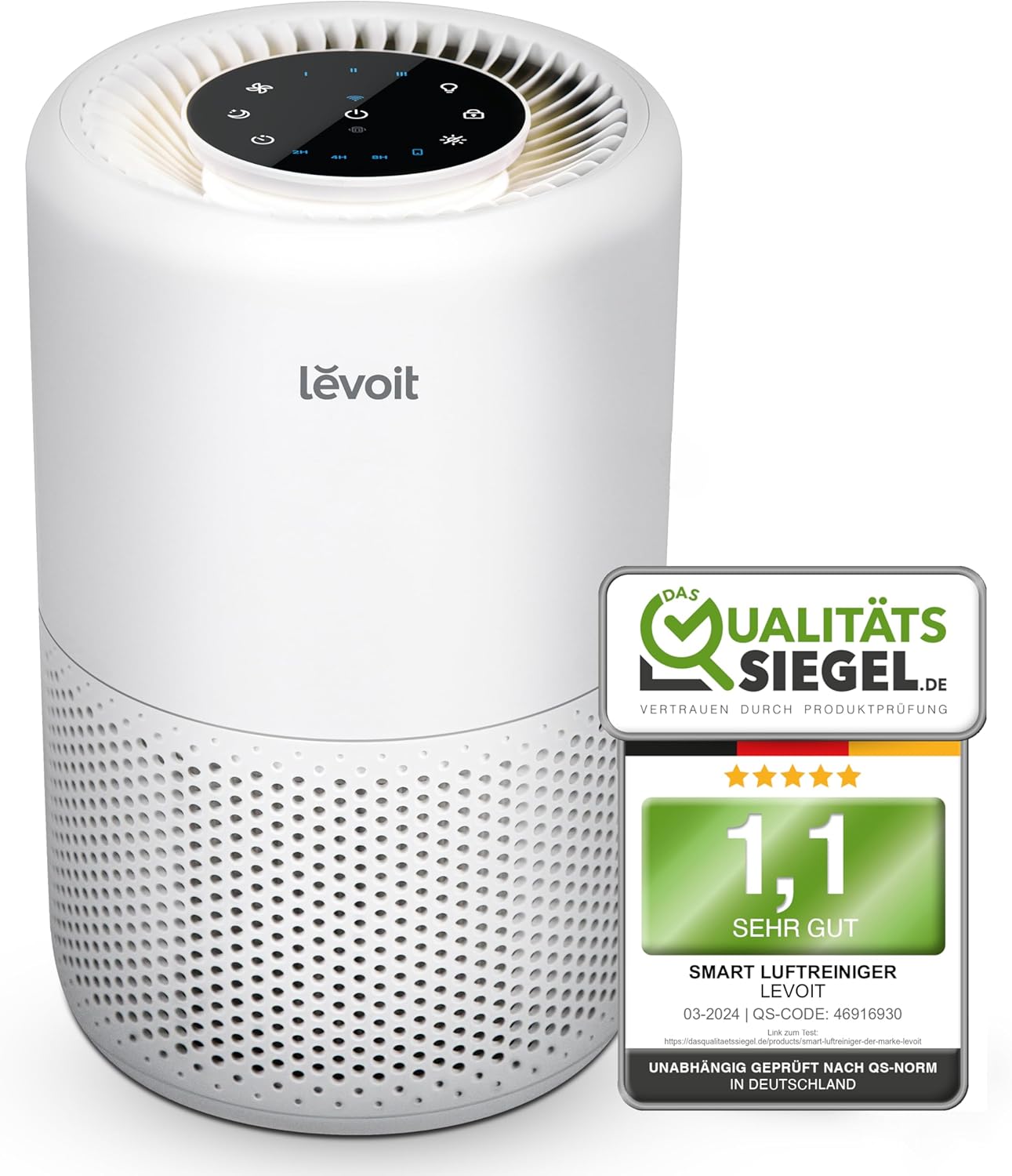 Rowenta QU5062 Eclipse Purificatore d'aria 3in1 | Termoventilatore | Ventilatore | filtra il 99,9% delle particelle | per ambienti fino a 30 m2 | riscaldamento rapido fino a 35°C | modalità automatica giorno/notte | Nero/Grigio