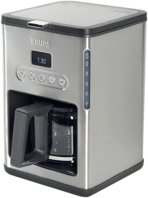 Krups KM442D Caffettiera con filtro Premium | 10-15 tazze | 1.000 Watt | programmabile | funzione scalda bevande | acciaio inossidabile | nero