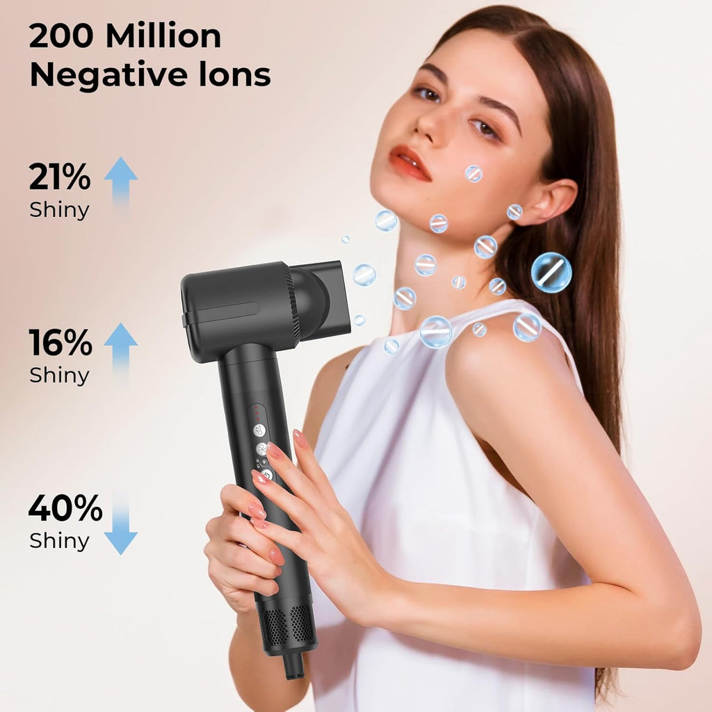 Asciugacapelli Air Styler 7 In 1, Motore ad Alta Velocità 110000 giri/min, Spazzola ad Aria Calda Con 7 Accessori, Asciugare, Lisciare, Arricciare, Dare Volume, Massaggiare il Cuoio Capelluto, Cura Ionica (Bianco)