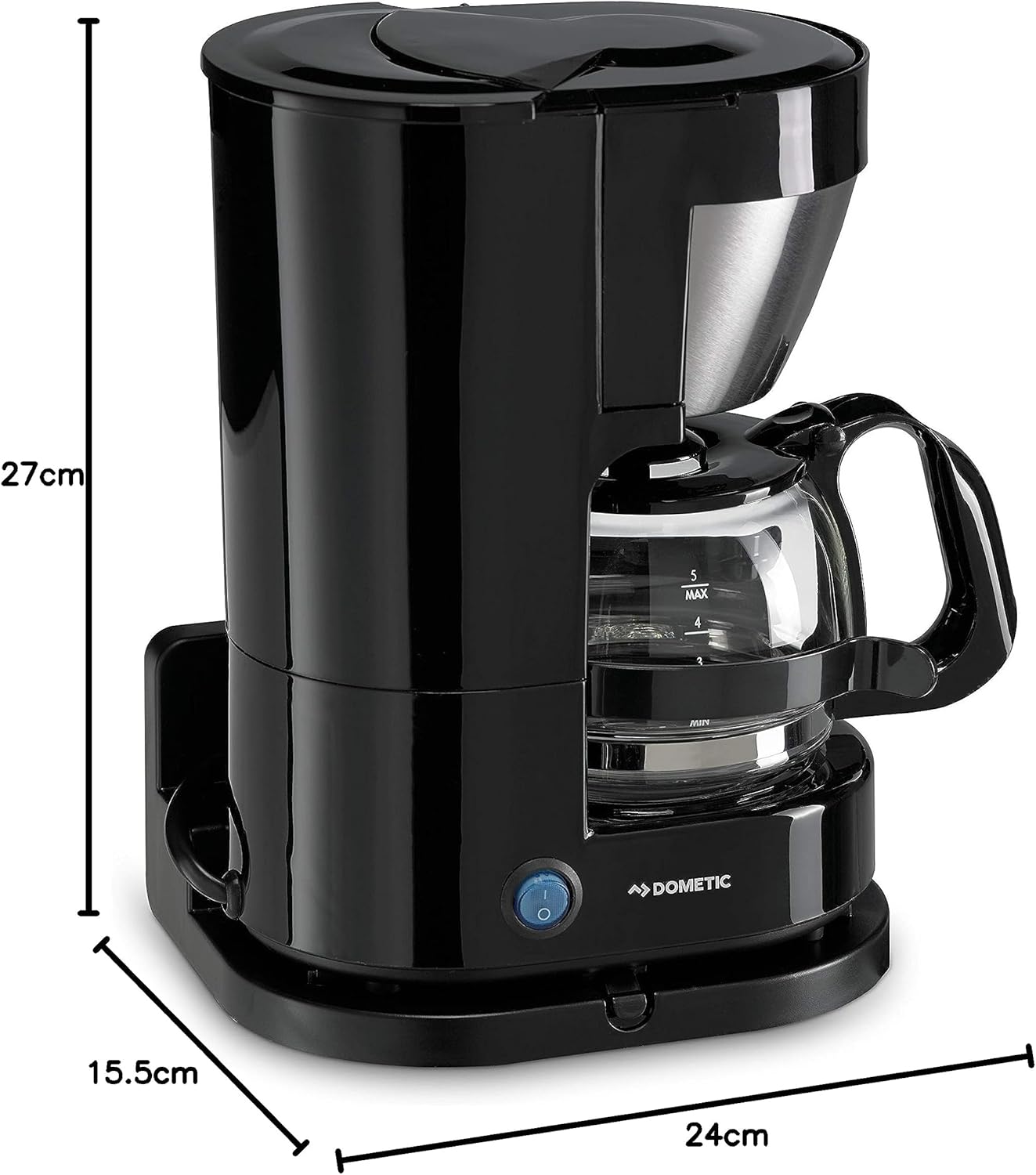 Dometic PerfectCoffee MC 052, Reise-Kaffeemaschine, 12 V, 170 W, für Auto, LKW oder Boot, 5 Tassen, schwarz