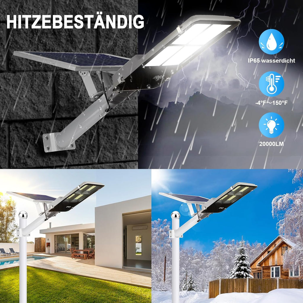 BTTO Solarlampen für Außen mit Fernbedienung,6500K Solar LED Strahler mit 180° Beleuchtungsbereich,IP65 Wasserdichte Dimmbare Solarleuchten Gärten,Wegeleuchten Outdoor für Wand Straße Garage