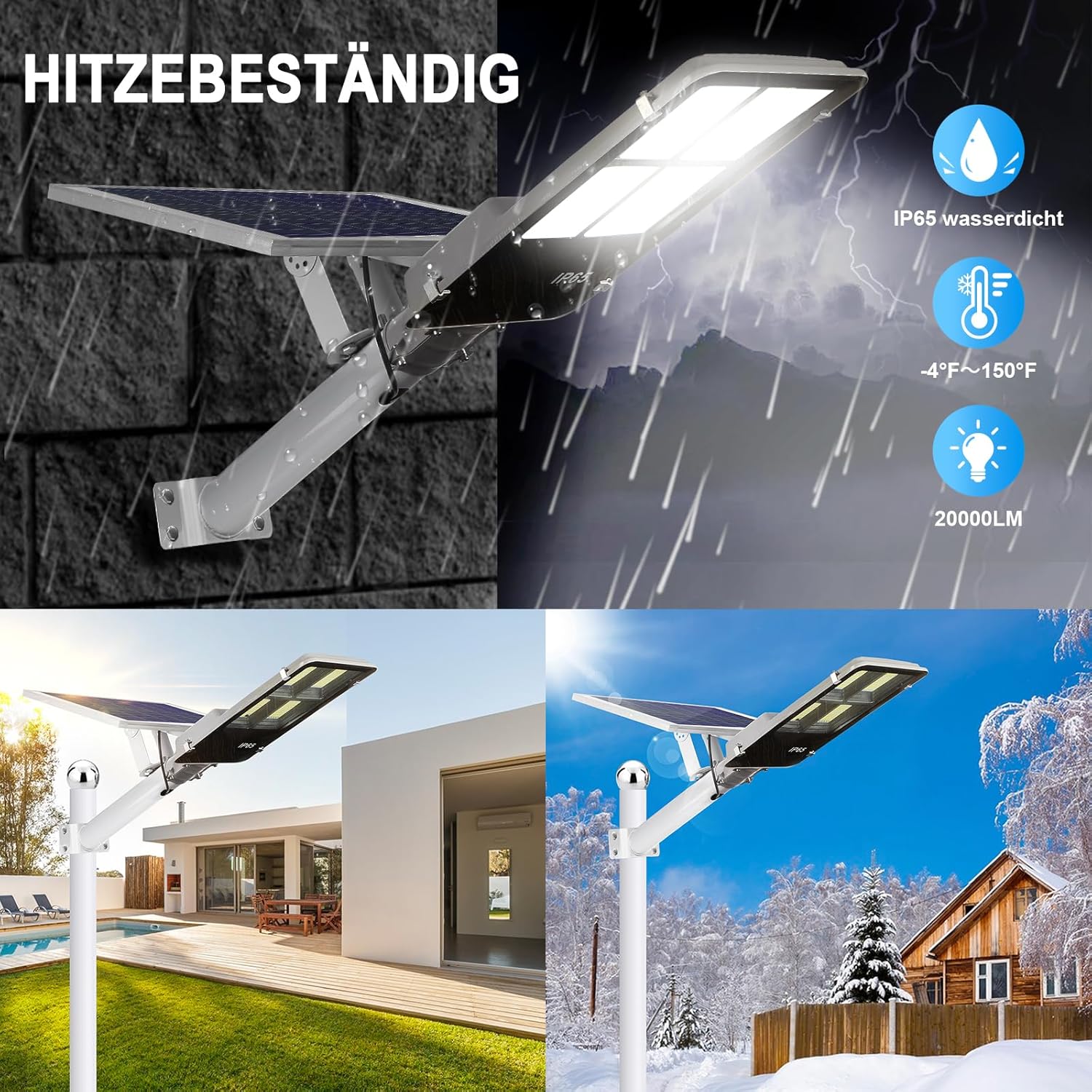 BTTO Solarlampen für Außen mit Fernbedienung,6500K Solar LED Strahler mit 180° Beleuchtungsbereich,IP65 Wasserdichte Dimmbare Solarleuchten Gärten,Wegeleuchten Outdoor für Wand Straße Garage
