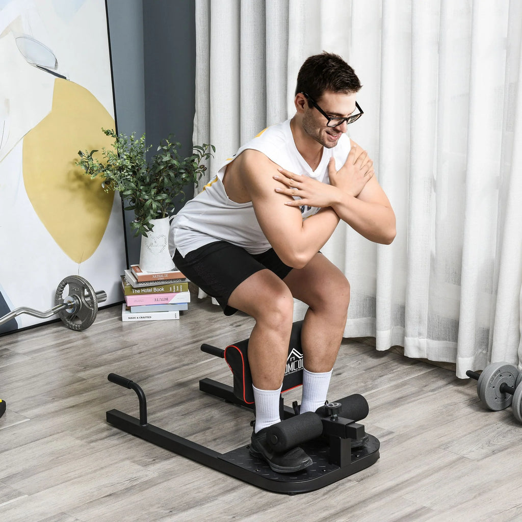HOMCOM Sissy Squat 3 in 1, attrezzo per addominali e maniglie per flessioni, altezza regolabile